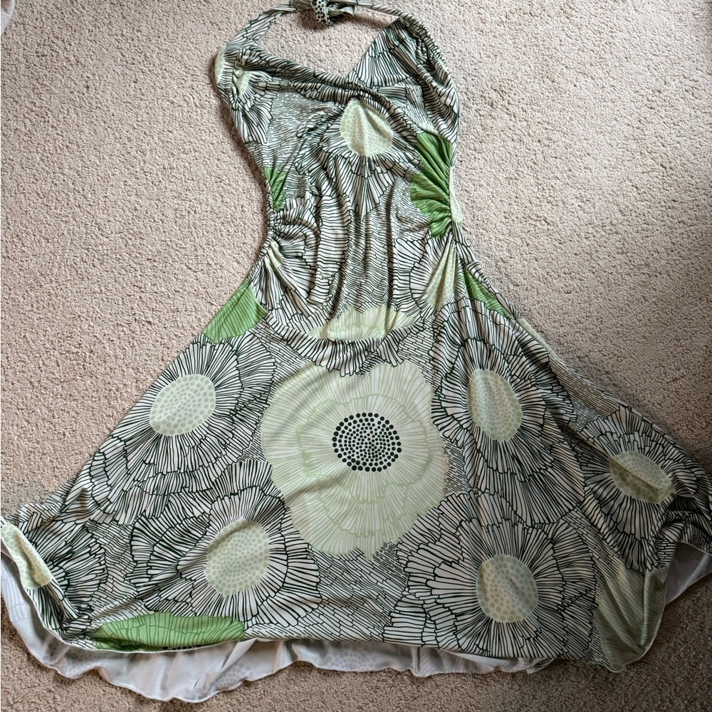 Green Flower halter dress M/L